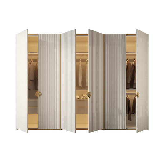 Custom Luxury Hinged Door Wardrobe Armoire Modern White Closet with Pearl&Shell Handles at dilisehome.com