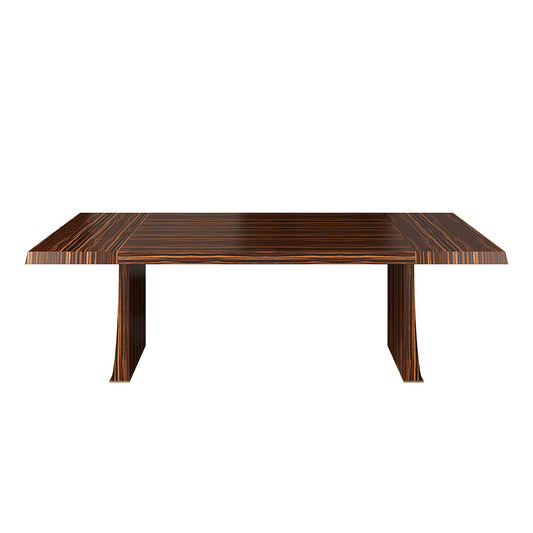 Luxury Rectangular Solid Wood Dining Table with Sculptural Trapezoid Legs