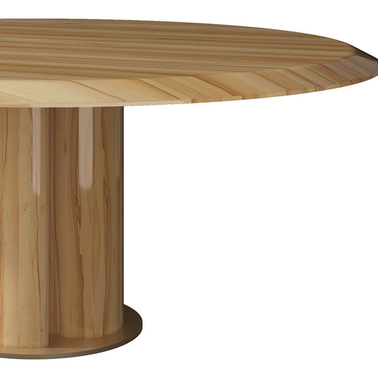 Custom Luxury Wood Round Dining Room Table with Tai Chi-inspired Pedestal Design at dilisehome.com