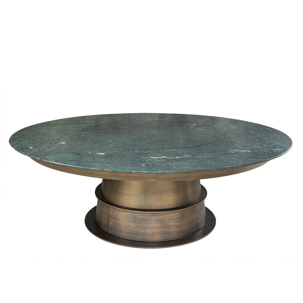Sculptural High-end Rotating Round Marble Dining Table with Lazy Susan Turntable for Luxury Homes at dilisehome.com