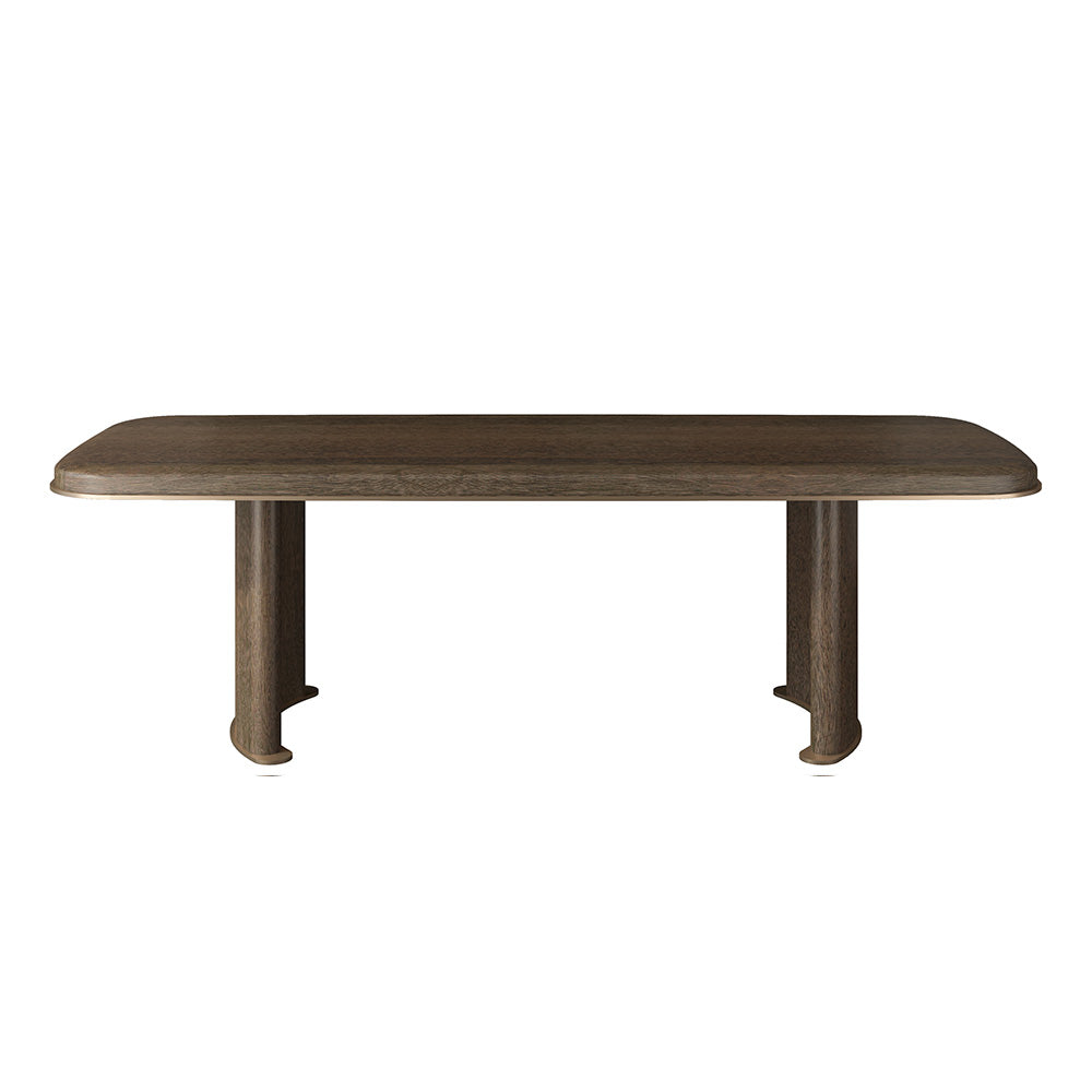 Luxury Rectangular Solid Wood Dining Table with Sculptural Double-Arched Wooden Legs at dilisehome.com