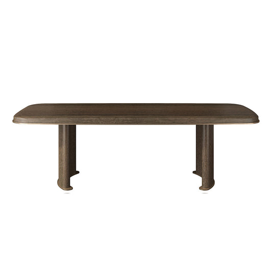 Luxury Rectangular Solid Wood Dining Table with Sculptural Double-Arched Wooden Legs at dilisehome.com