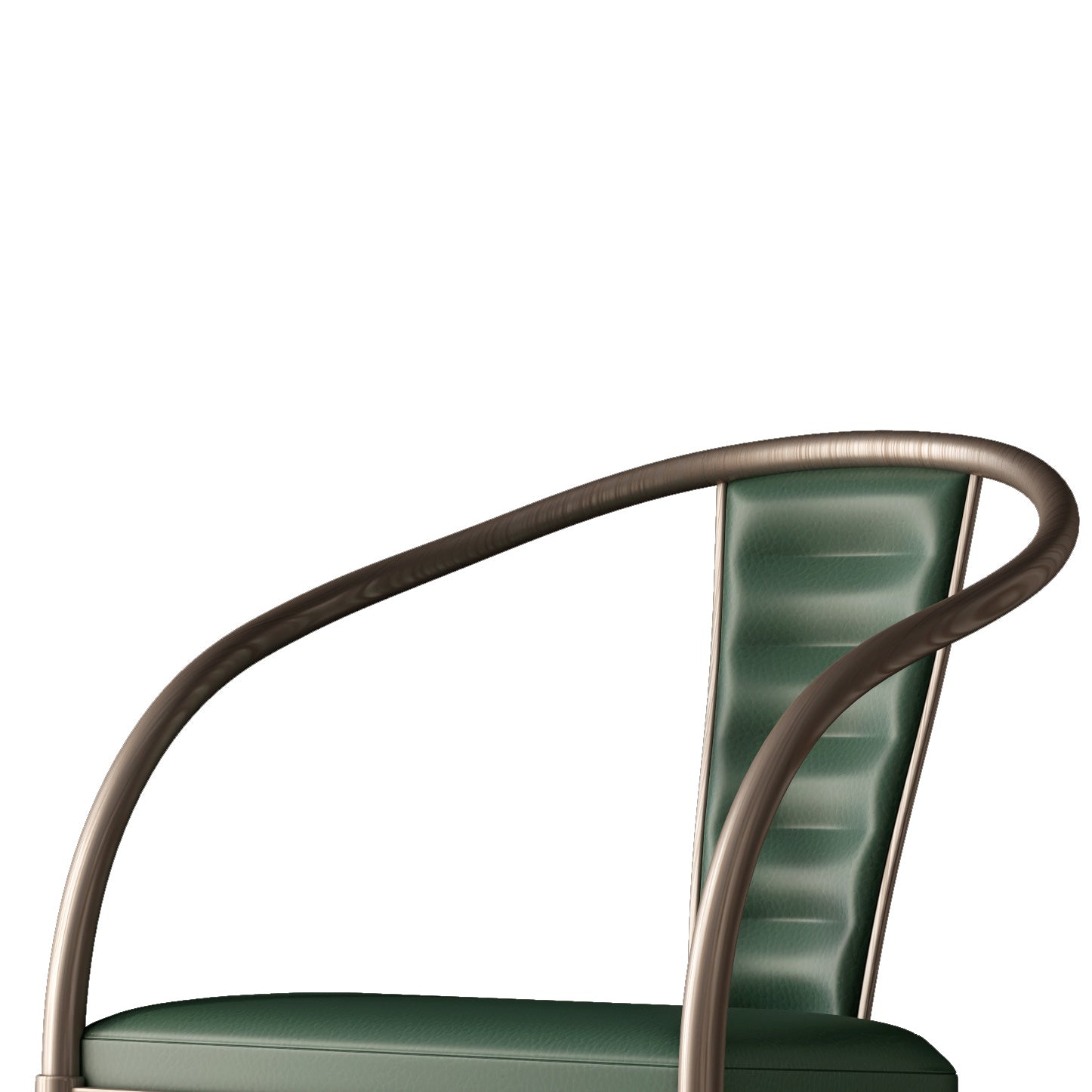 Luxury Upholstered Leather Dining Chair with Sculptural Circular Metal Armrest at dilisehome.com