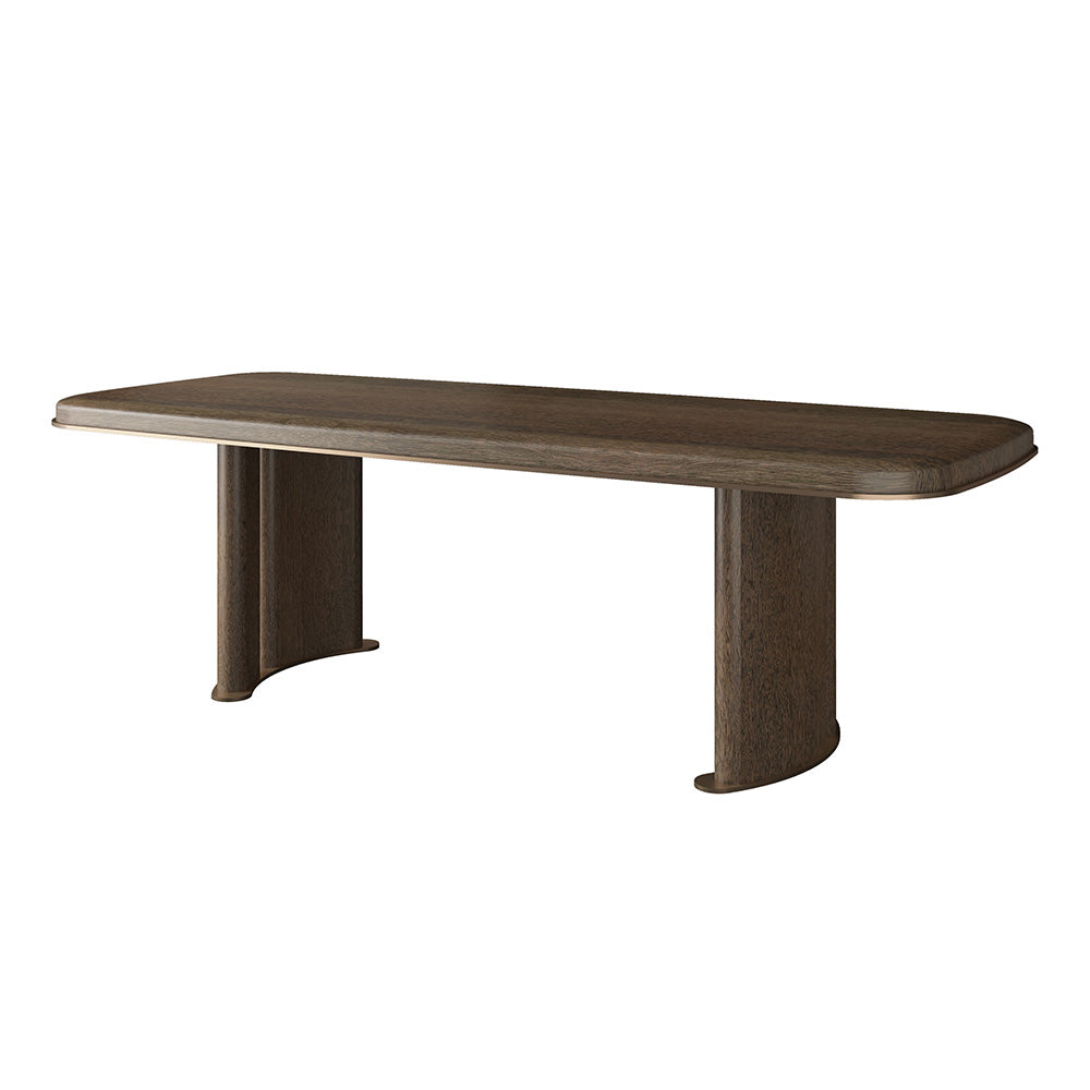 Luxury Rectangular Solid Wood Dining Table with Sculptural Double-Arched Wooden Legs at dilisehome.com