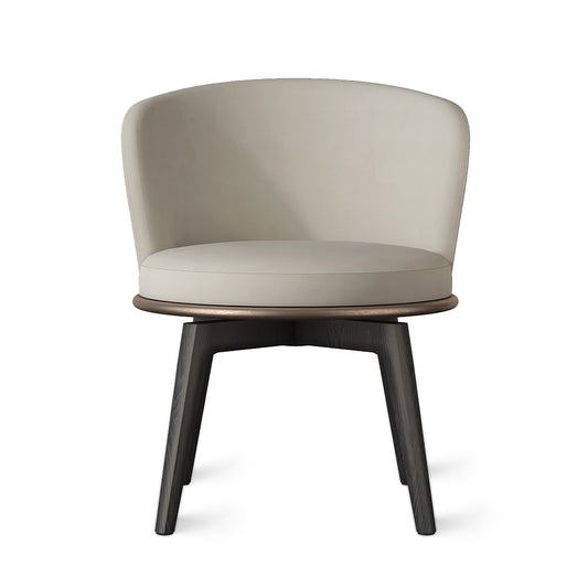 High-End Bespoke Armless Leather Dining Chair with Round Seat and Metallic Base for Luxury Kitchens at dilisehome.com