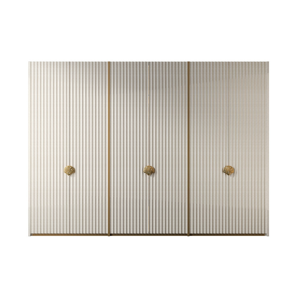 Custom Luxury Hinged Door Wardrobe Armoire Modern White Closet with Pearl&Shell Handles at dilisehome.com