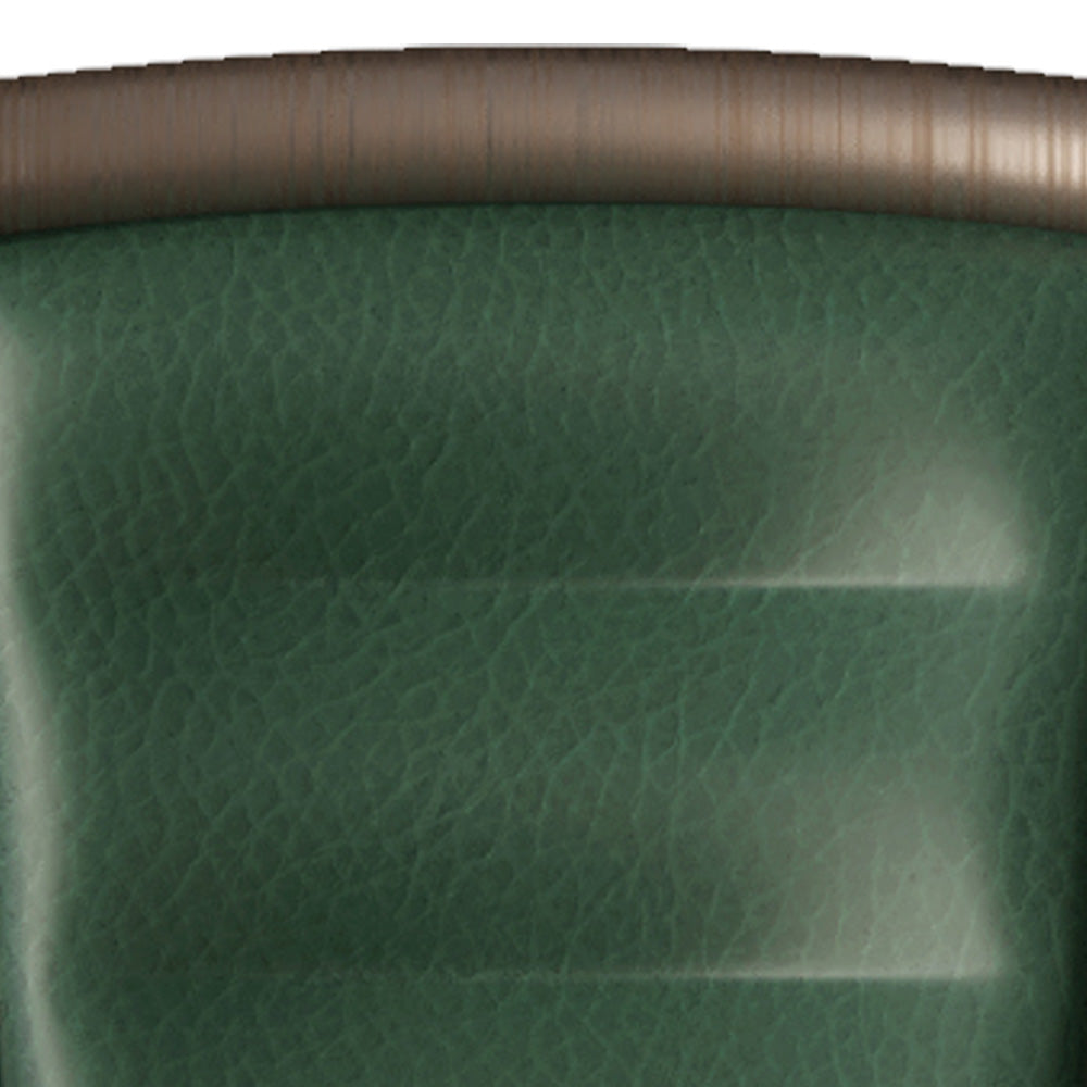 Luxury Upholstered Leather Dining Chair with Sculptural Circular Metal Armrest at dilisehome.com