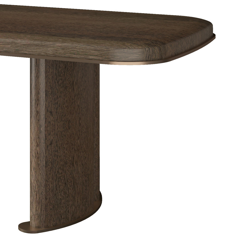 Luxury Rectangular Solid Wood Dining Table with Sculptural Double-Arched Wooden Legs at dilisehome.com