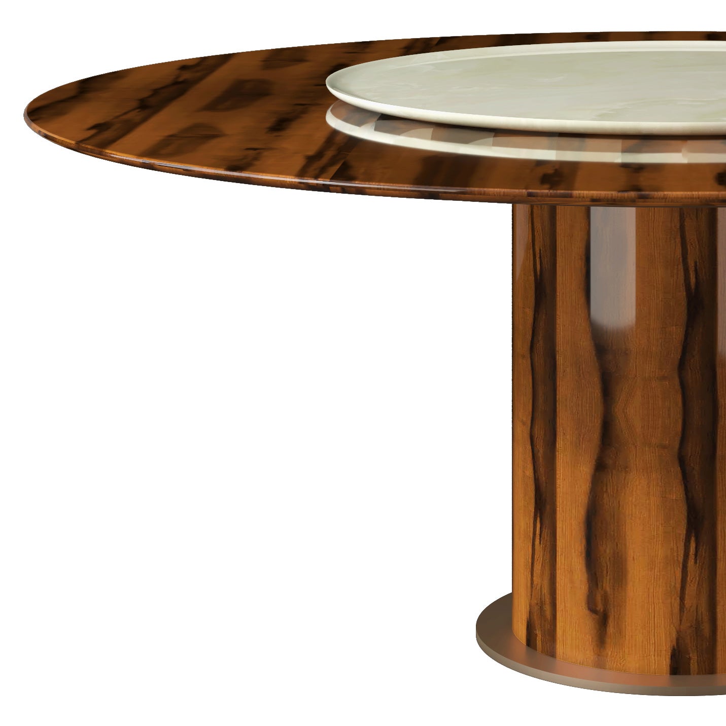 Luxury Wood Round Dining Table with Lazy Susan Marble Turntable at dilisehome.com