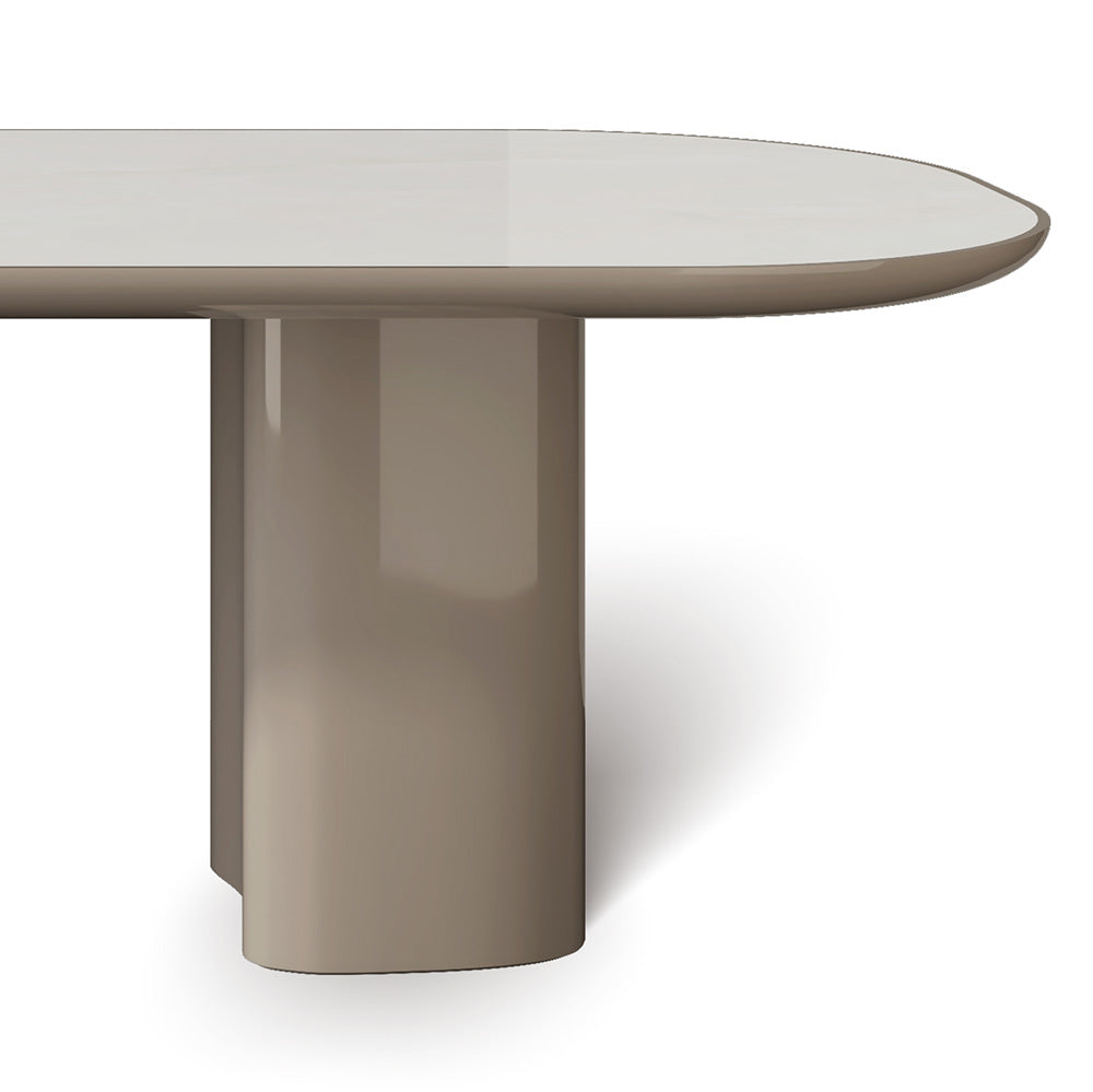 Luxury Rectangular Marble Dining Table with White Top and Saddle-Shaped Legs for Luxury Homes at dilisehome.com