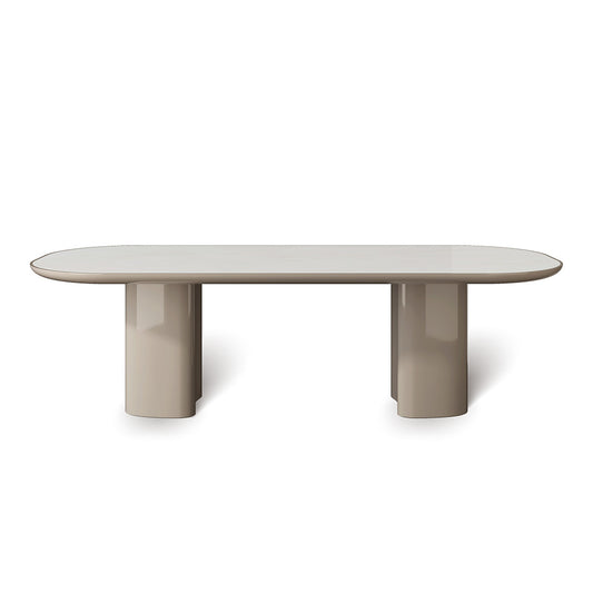 Luxury Rectangular Marble Dining Table with White Top and Saddle-Shaped Legs for Luxury Homes