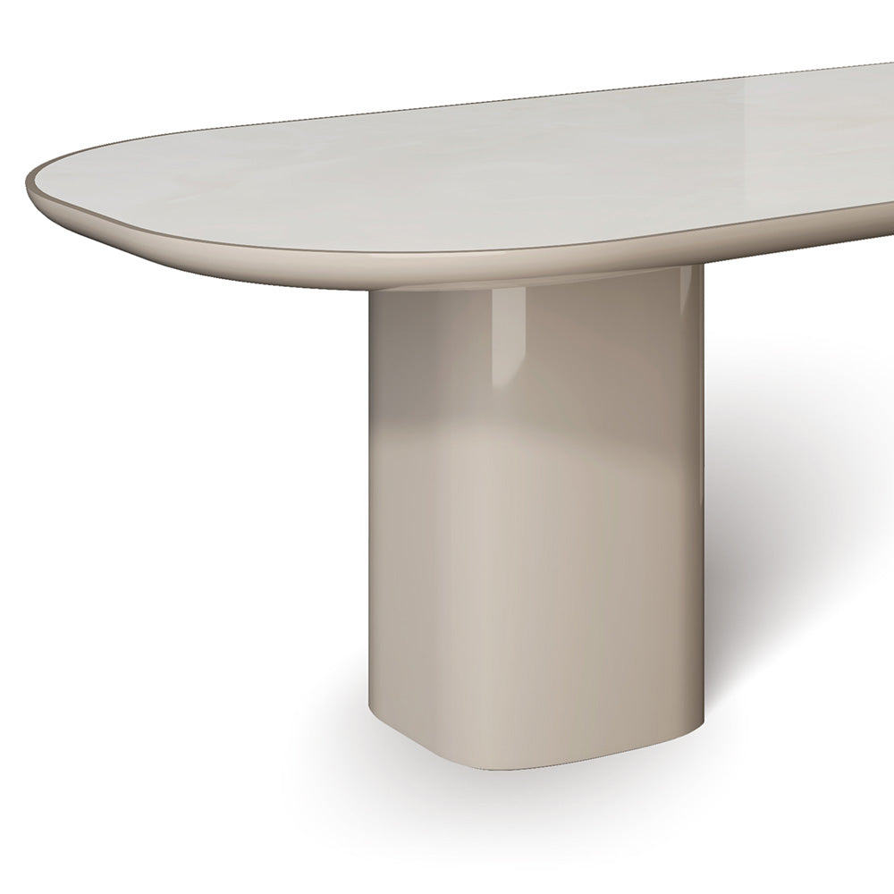 Luxury Rectangular Marble Dining Table with White Top and Saddle-Shaped Legs for Luxury Homes at dilisehome.com