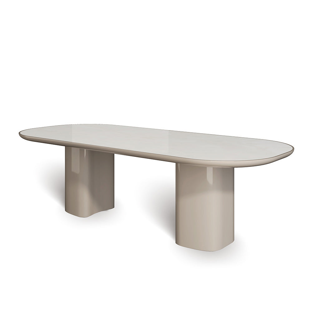 Luxury Rectangular Marble Dining Table with White Top and Saddle-Shaped Legs for Luxury Homes