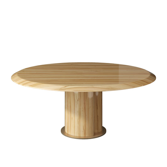 Custom Luxury Wood Round Dining Room Table with Tai Chi-inspired Pedestal Design at dilisehome.com
