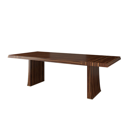 Luxury Rectangular Solid Wood Dining Table with Sculptural Trapezoid Legs