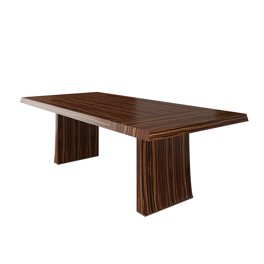 Luxury Rectangular Solid Wood Dining Table with Sculptural Trapezoid Legs
