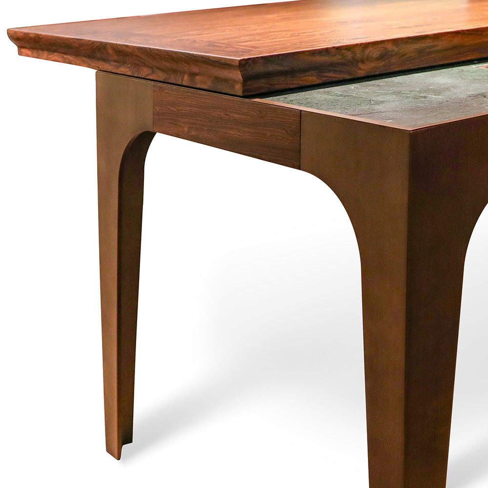 Luxury Modern Multi-function Tea Table & Dining Desks with Solid Wood and Brass at dilisehome.com