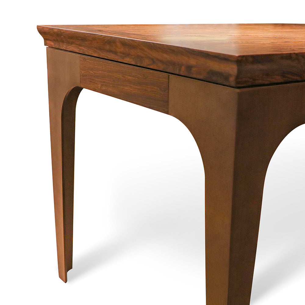 Luxury Modern Multi-function Tea Table & Dining Desks with Solid Wood and Brass at dilisehome.com