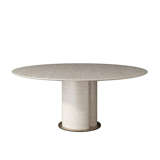 Luxury Round Marble Dining Table with Tai Chi-inspired Pedestal Design at dilisehome.com