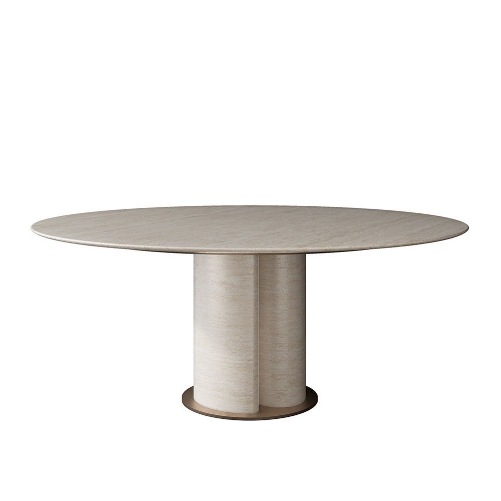 Luxury Round Marble Dining Table with Tai Chi-inspired Pedestal Design at dilisehome.com