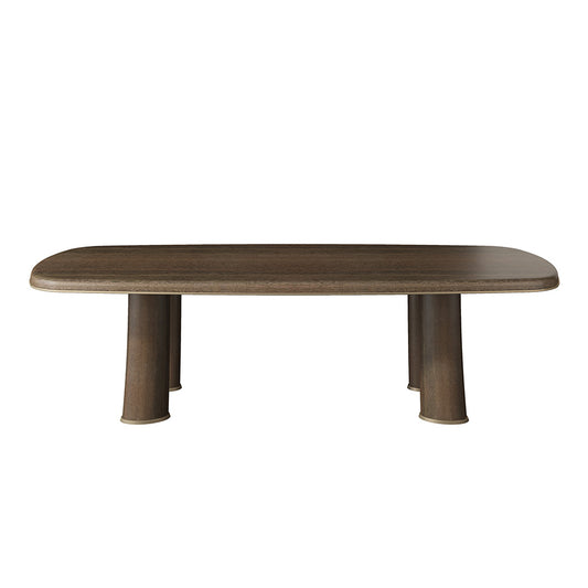 Luxury Solid Wood Rectangular Dining Table with Curved Edges and Sculptural Elephant Legs at dilisehome.com