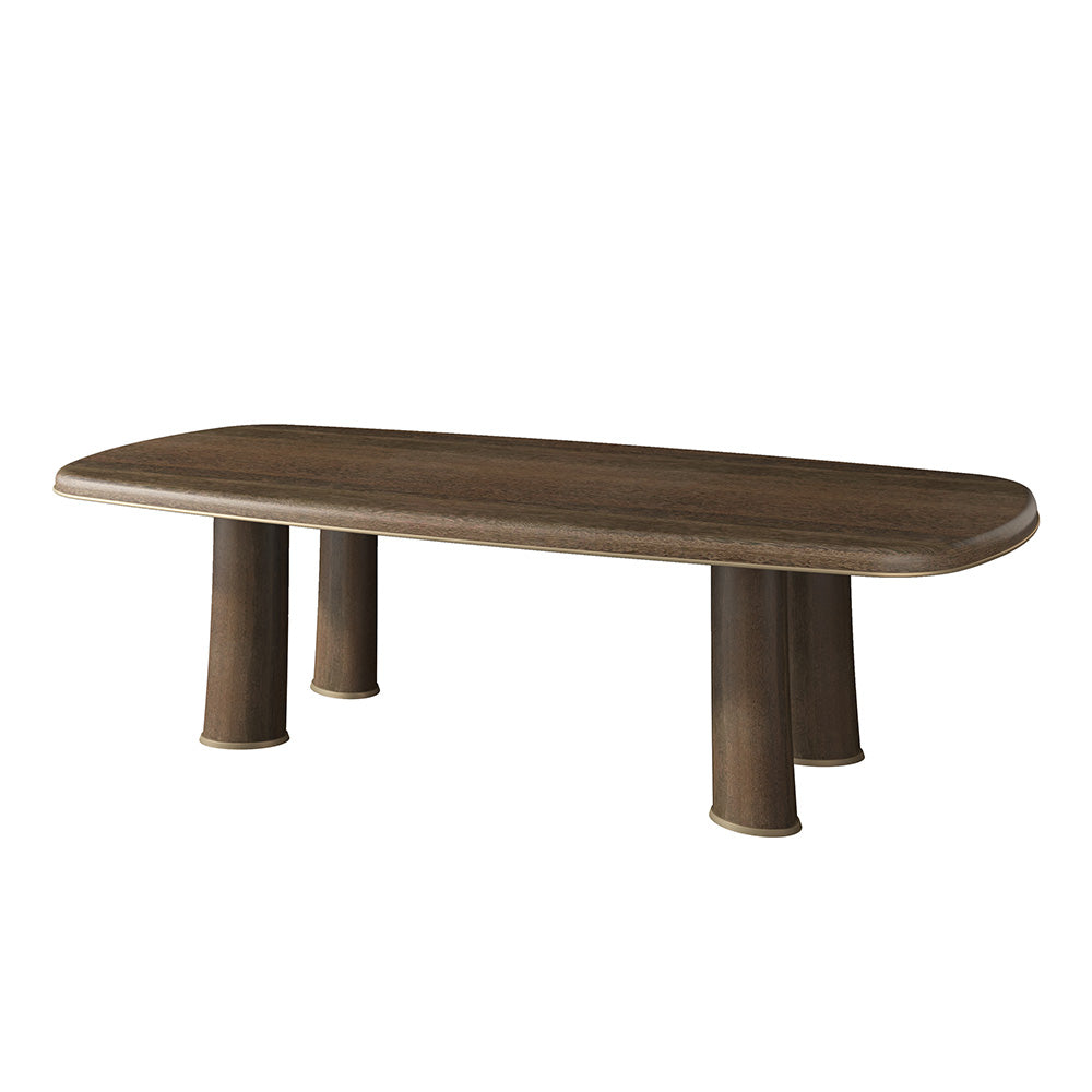 Luxury Solid Wood Rectangular Dining Table with Curved Edges and Sculptural Elephant Legs at dilisehome.com