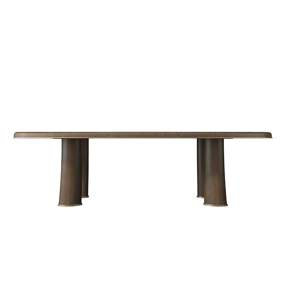 Luxury Solid Wood Rectangular Dining Table with Curved Edges and Sculptural Elephant Legs at dilisehome.com