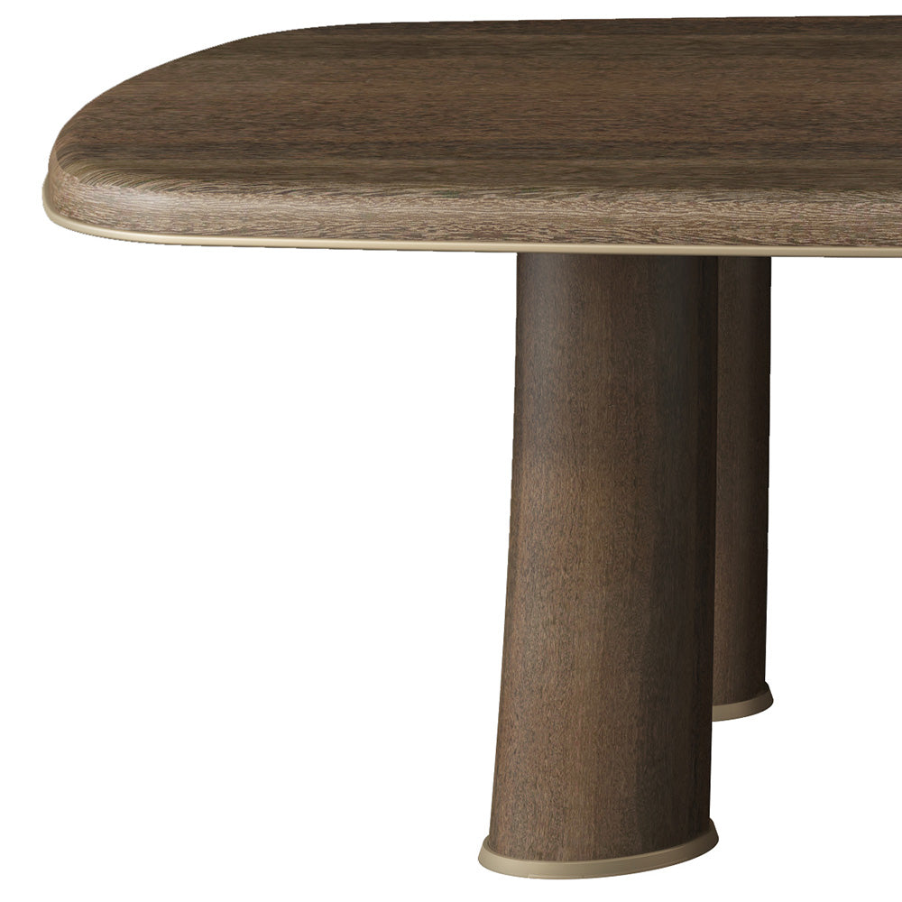 Luxury Solid Wood Rectangular Dining Table with Curved Edges and Sculptural Elephant Legs at dilisehome.com