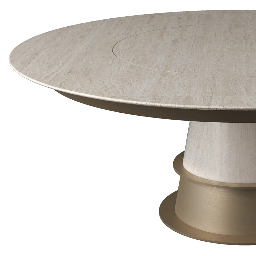Luxury Round Marble Dining Table with Built-in Lazy Susan Turntable at dilisehome.com