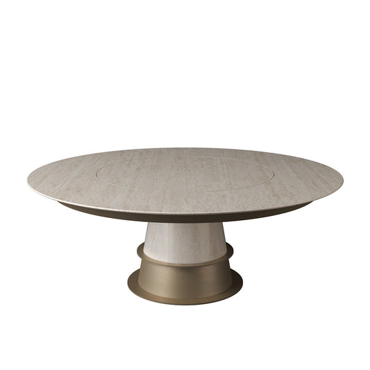 Luxury Round Marble Dining Table with Built-in Lazy Susan Turntable at dilisehome.com