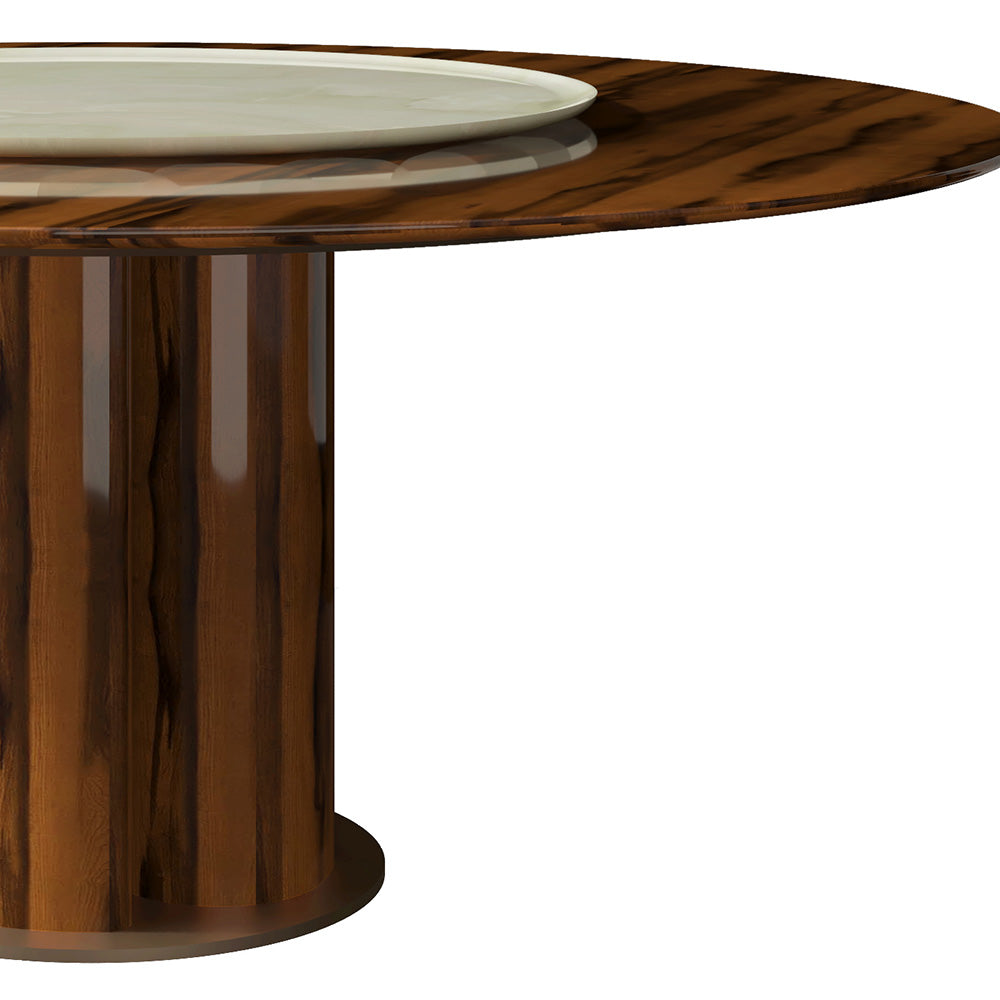 Luxury Wood Round Dining Table with Lazy Susan Marble Turntable at dilisehome.com