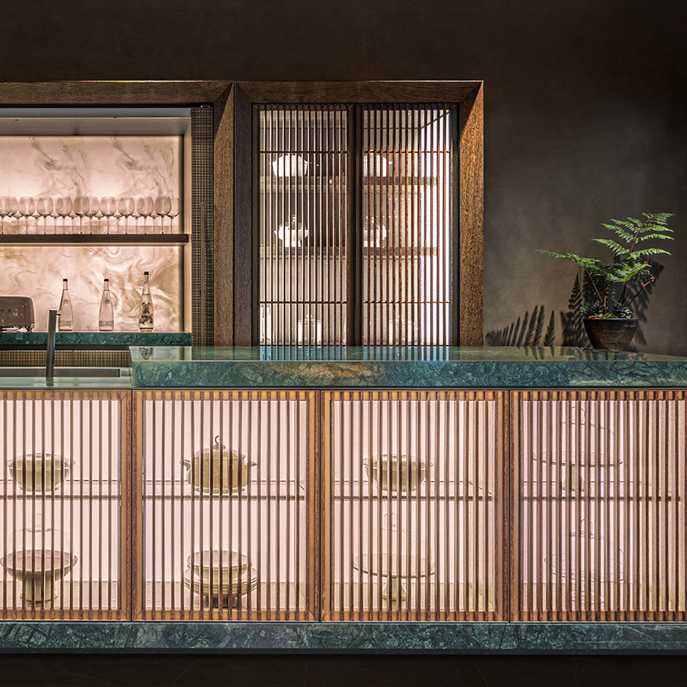 Multifunctional Bespoke Luxury Kitchen DK 04 with Hidden Sliding Island at dilisehome.com