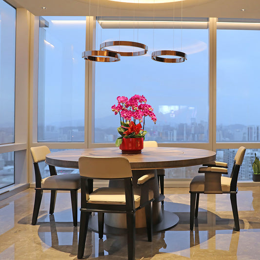 Modern Round Rotating Dining Tables High-end Wooden Tables for Luxury Villa